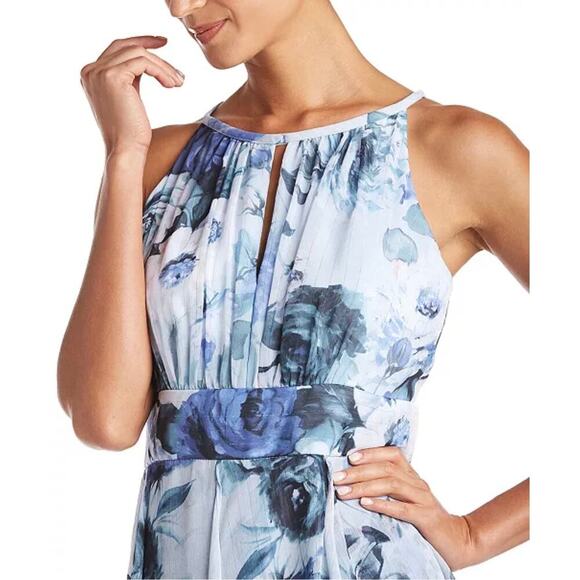 NEW NWT R & M Richards Floral Chiffon Gown Blue size 12 - Picture 3 of 9